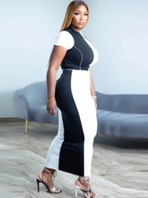 Two Piece Color Block Crop Top Maxi Skirts